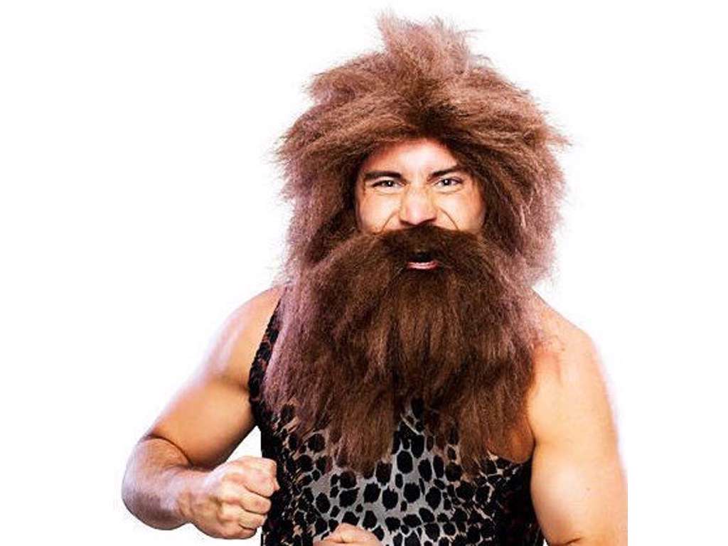 Hulemand paryk og skæg til voksne fra Rubies