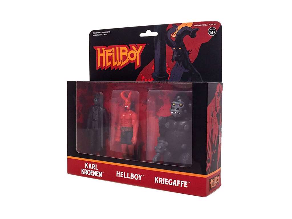Hellboy ReAction action figur 3-pak med Hellboy / Karl Kroenen / Kriegaffe Ape på 10 cm