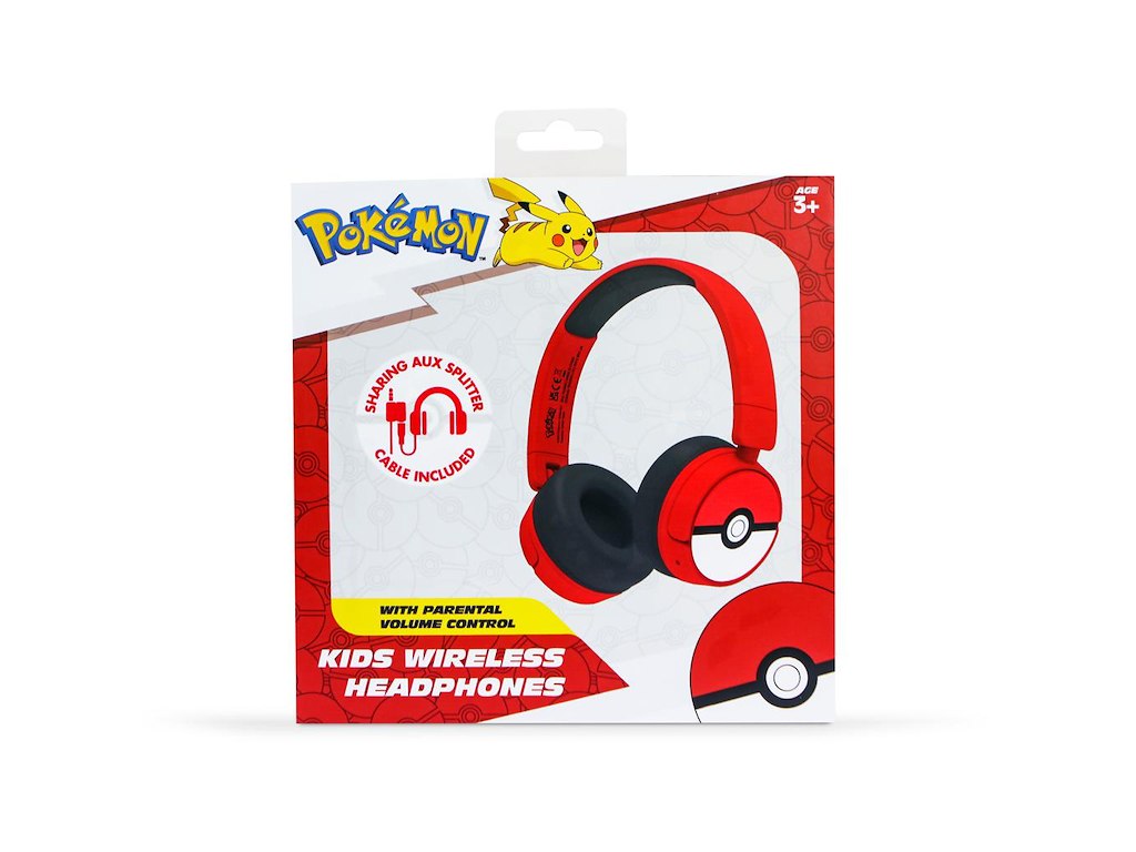 Pokémon Høretelefoner On-Ear Junior Trådløse 85 dB/95 dB Rød/Sort