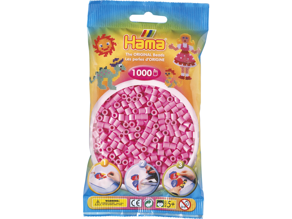 1000stk. Hama Midi pastel pink 207-48