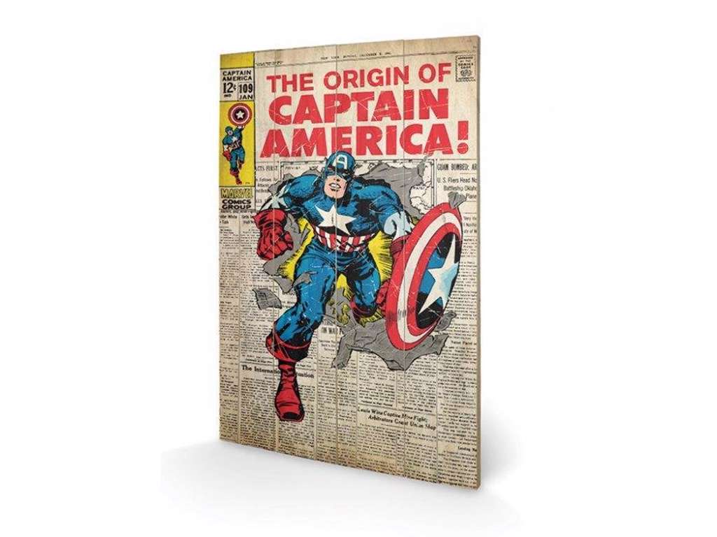 Captain America "Origin" træ plade "plakat" 40x60cm