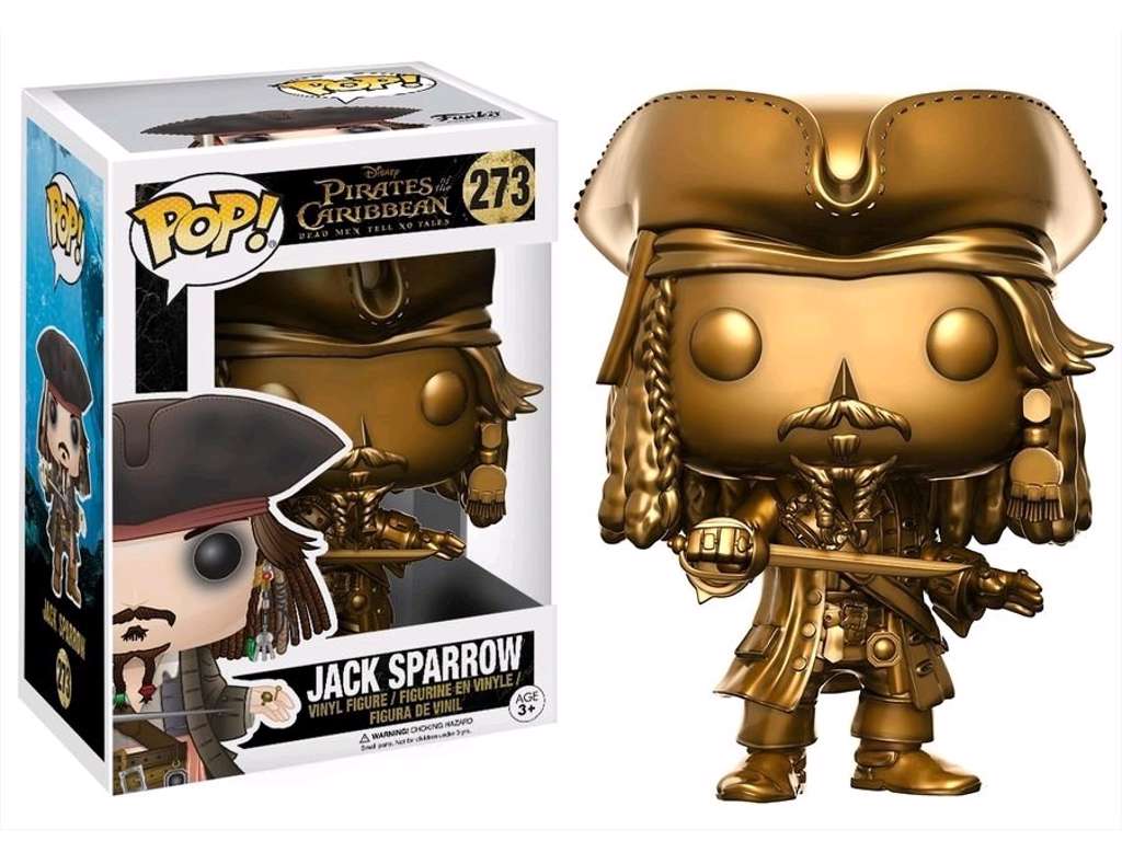 Pirates of the Caribbean Dead Men Tell No Tales POP! vinyl figur af Jack Sparrow Gold Ver. på 9 cm
