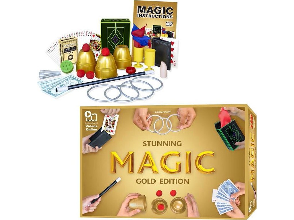 Stunning Magic Gold Edition 150 tricks +8år 30x44x7cm m/kort,stav,ringe,pompon,kugler mv.