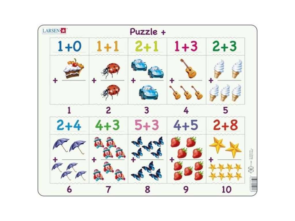 Matematik puslespil - lær at ligge sammen - 20 brikker