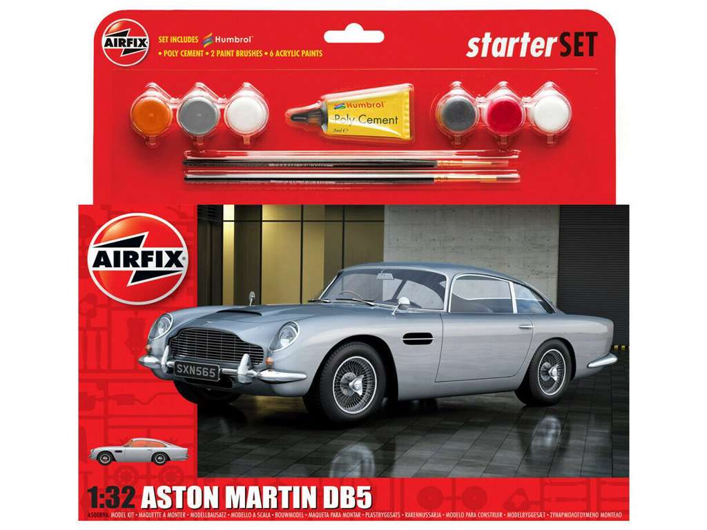 Aston Martin DB5 1:72 Airfix gavesæt med maling pensel og lim.