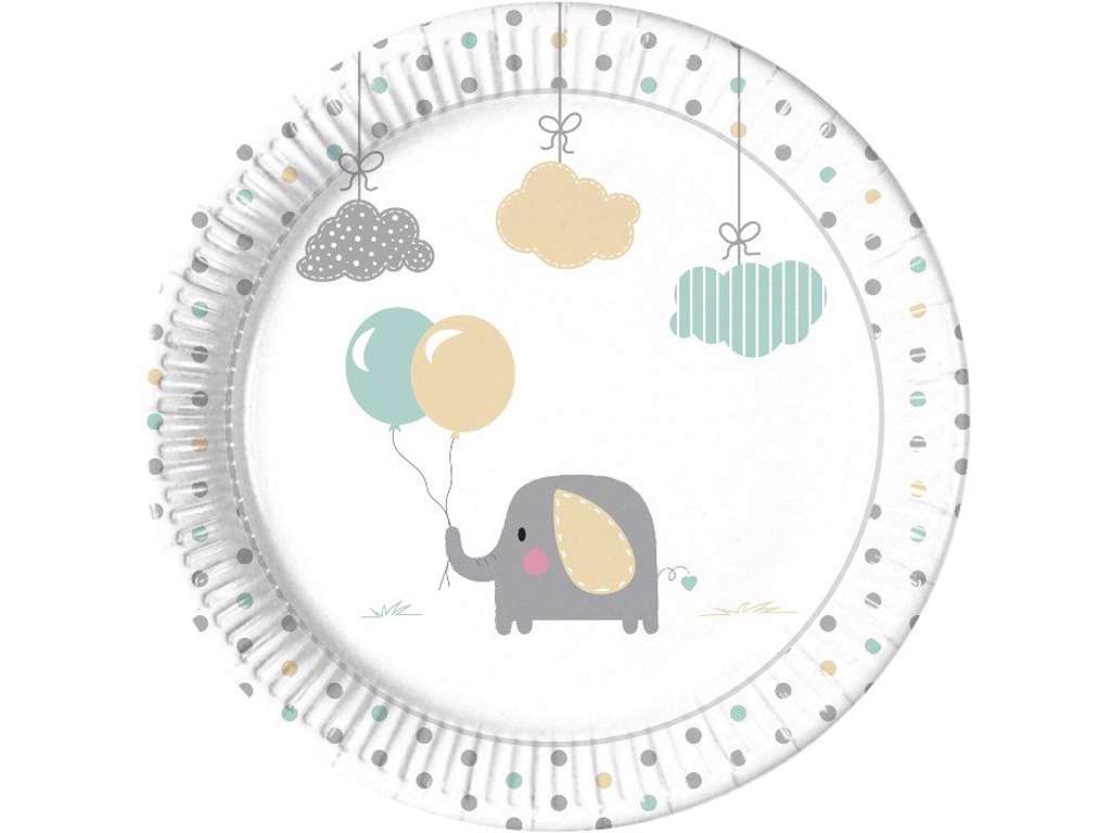 Baby elefant paptallerkner 22 cm