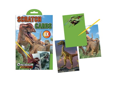 Dino 6 skrabe billeder m/pen 21x14cm. +3år