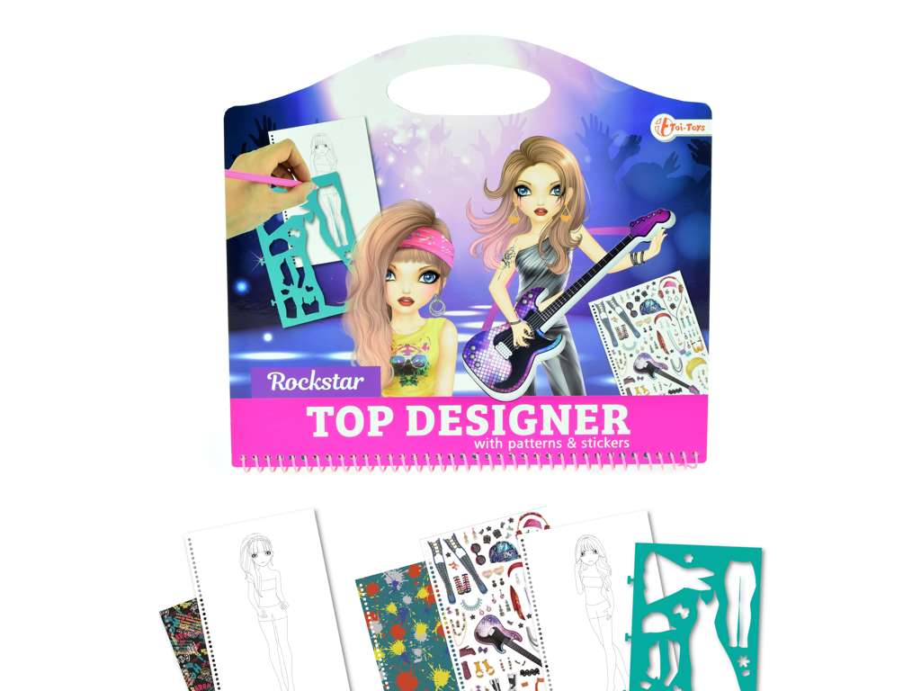 TOP DESIGNER Sketchbook 'Rock star' med klistermærker