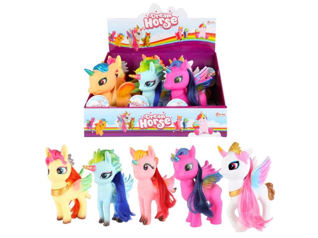 Enhjørning på 19 cm med langt hår