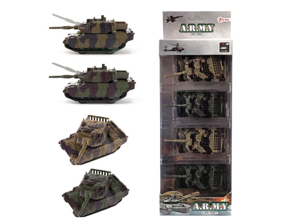 Army mini militær tanks 4-pak
