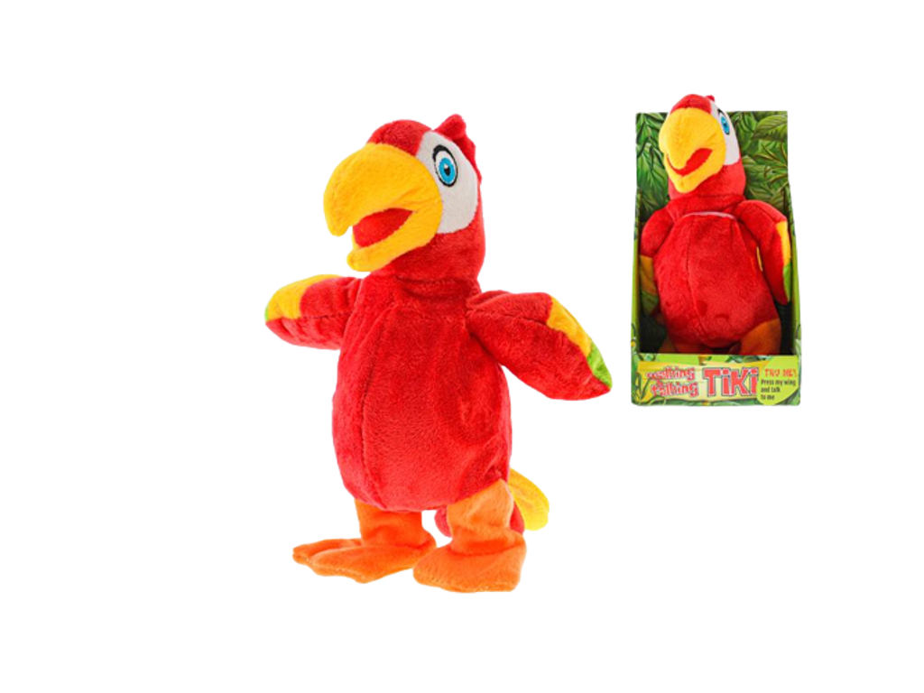 Talende plys papegøje på 20 cm
