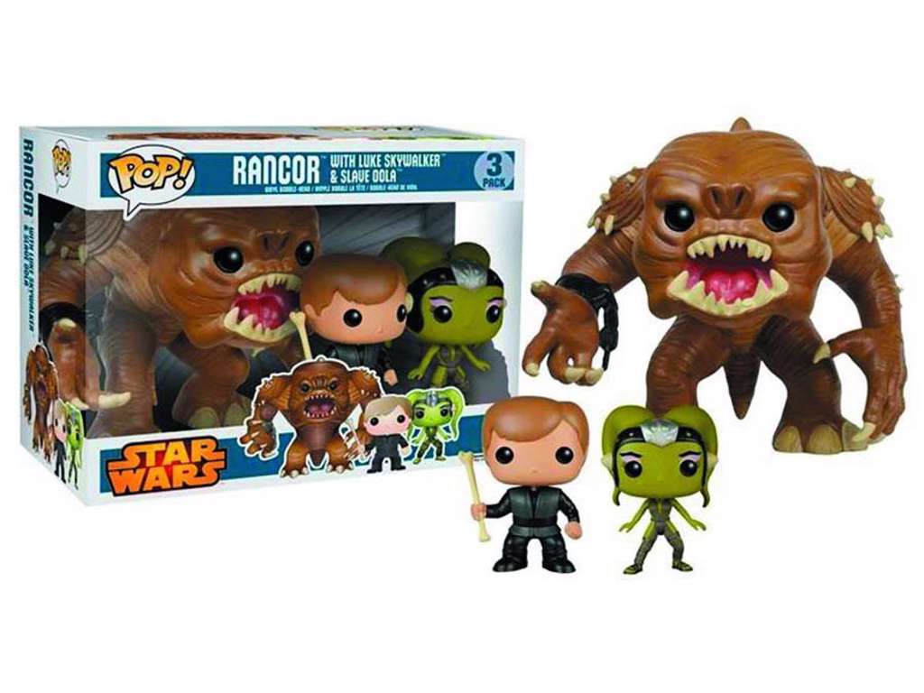 Star Wars POP! vinyl figure 3-Pack Rancor / Luke Skywalker / Slave Oola på 9 - 15 cm