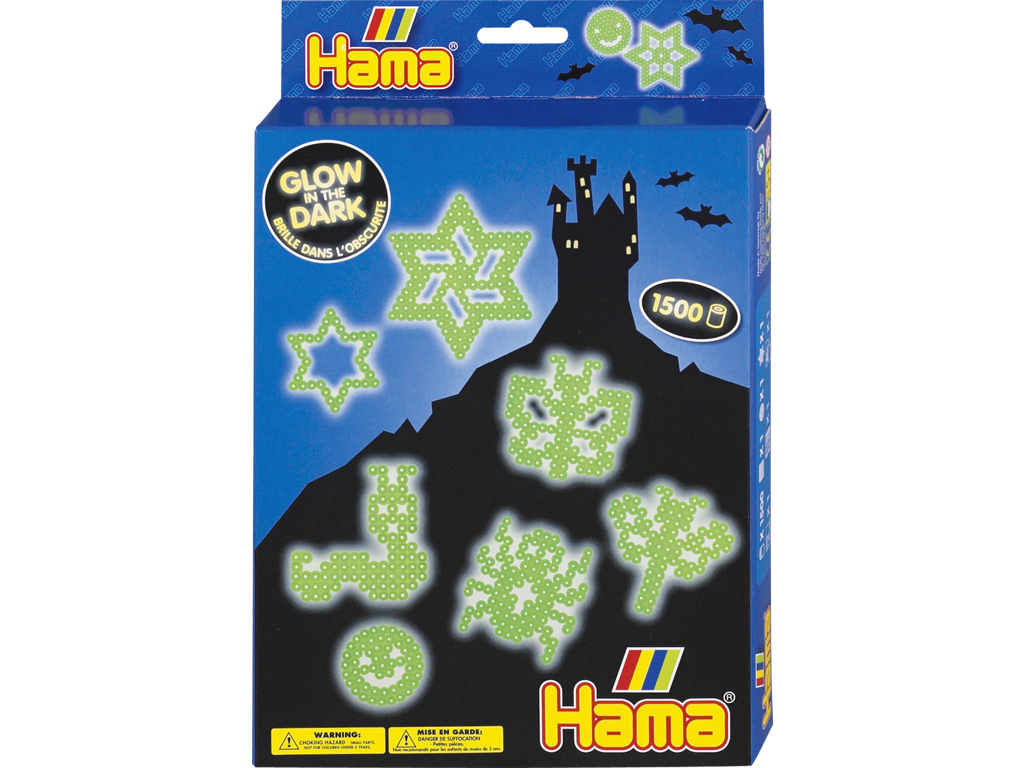 Hama Perler Gaveæske 1500stk der lyser i mørke
