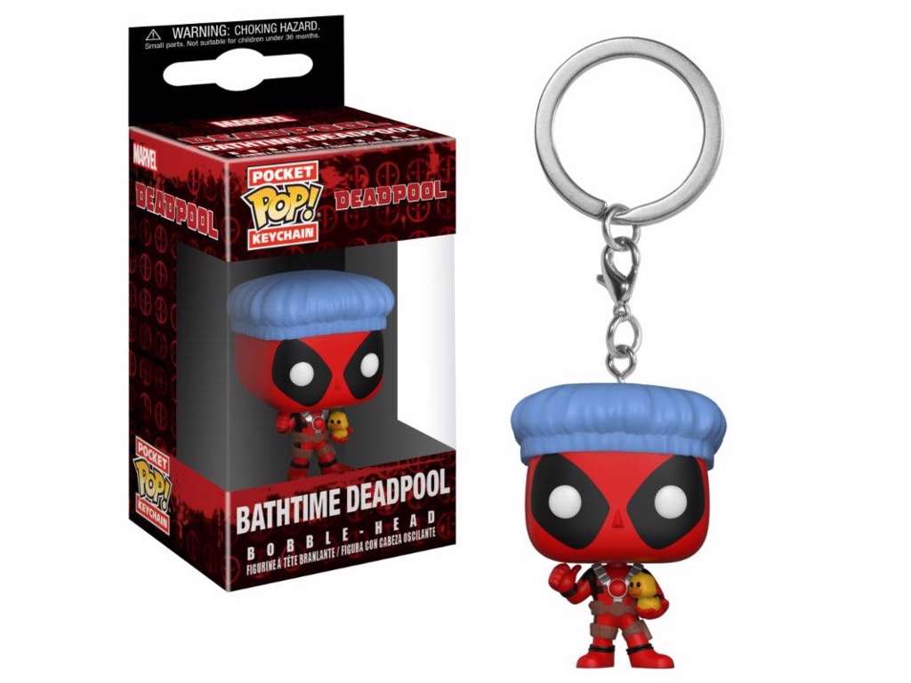 Deadpool Playtime Pocket POP! vinyl nøglering med Deadpool Bathtime på 4 cm