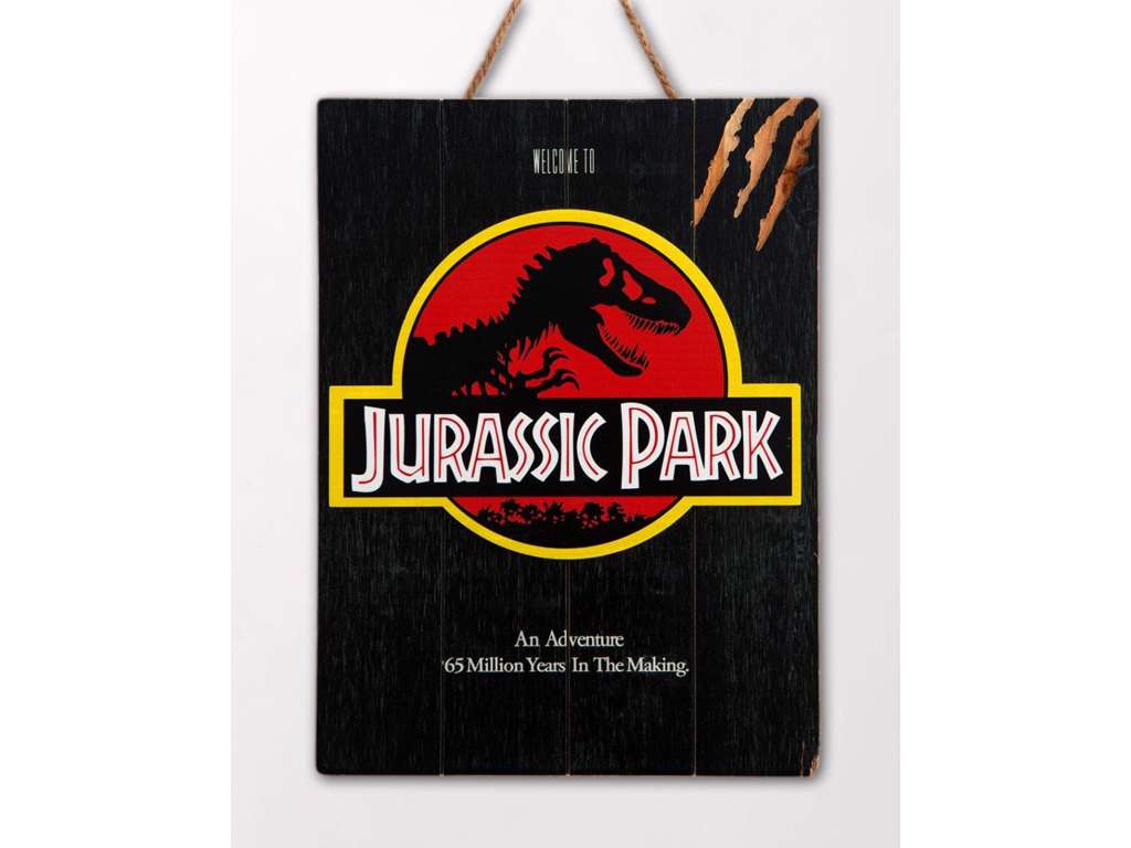 Jurassic Park træplade plakat på logo på 30 x 40 cm