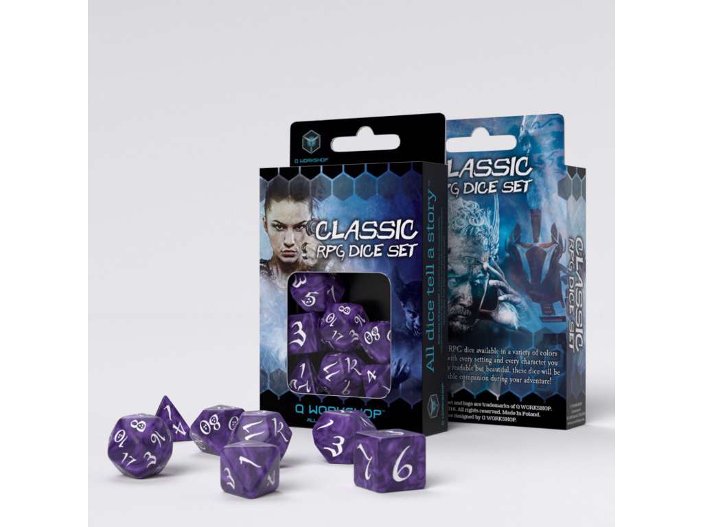 Classic RPG Lavender & white Dice Set (7)
