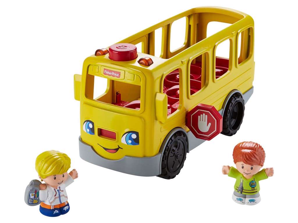 Sid ved siden af mig skolebus fra Fisher-Price