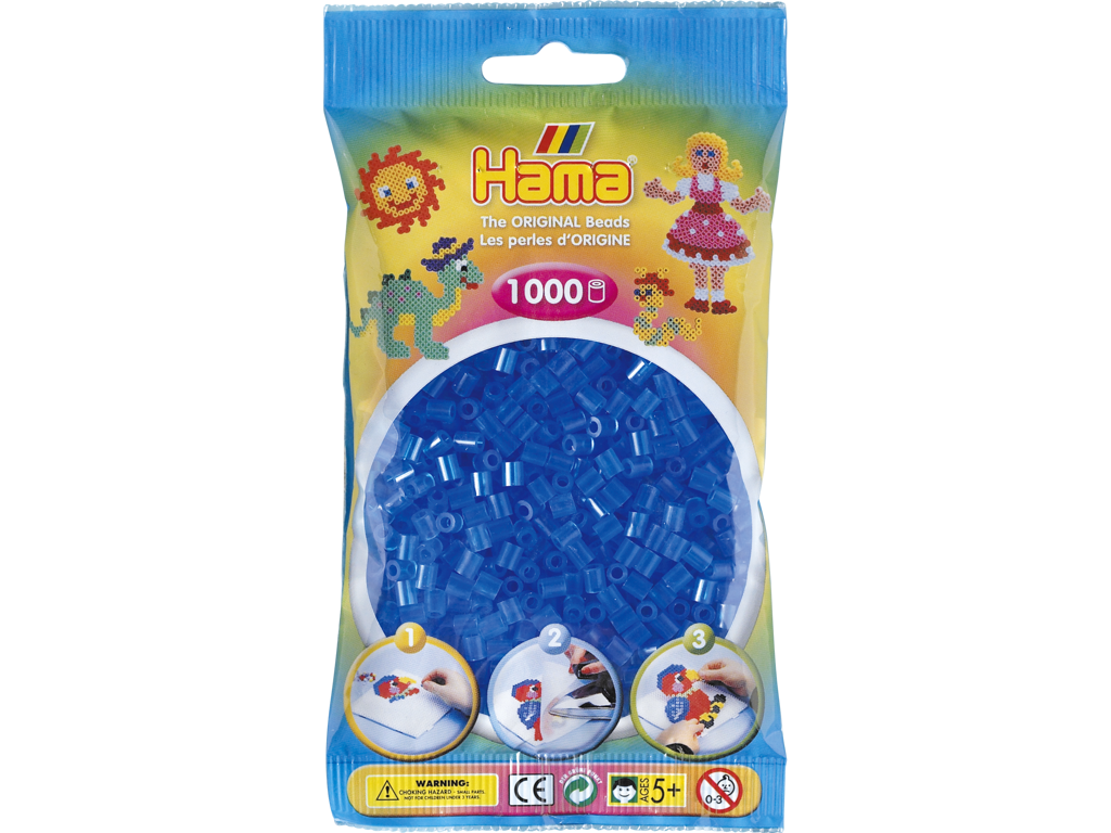 1000stk. Hama Midi gennemsigtig blå 207-15