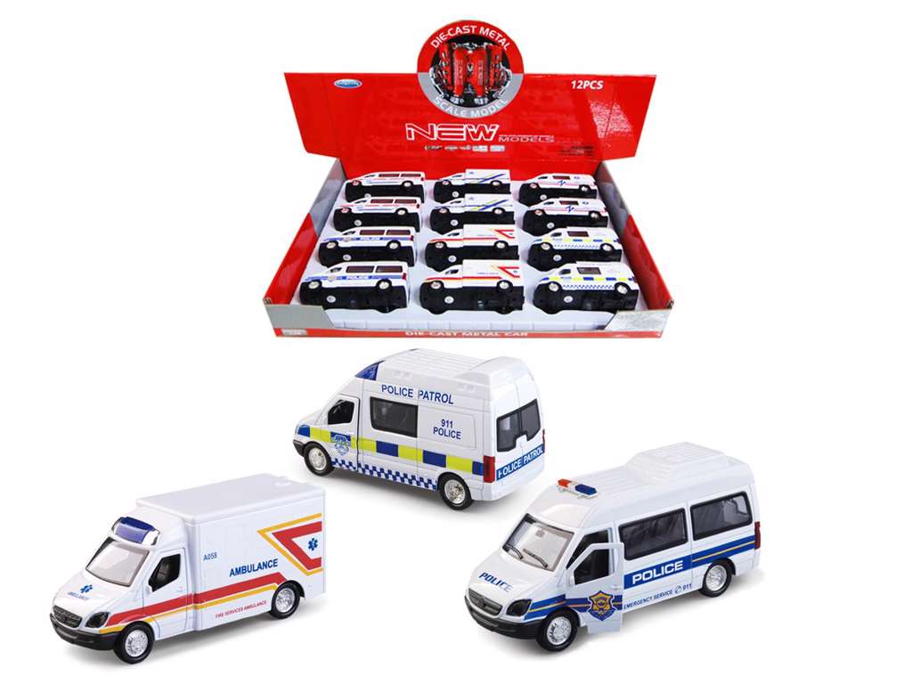 Udrykningskøretøj med blinkende forlygter og pull back