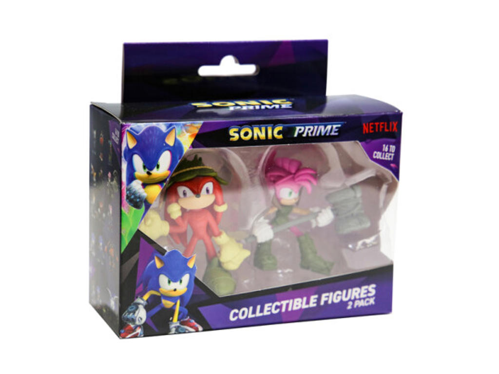 SONIC - 2 Figurer i vinduesæske 6,5 cm S1 - Amy + Knuckles