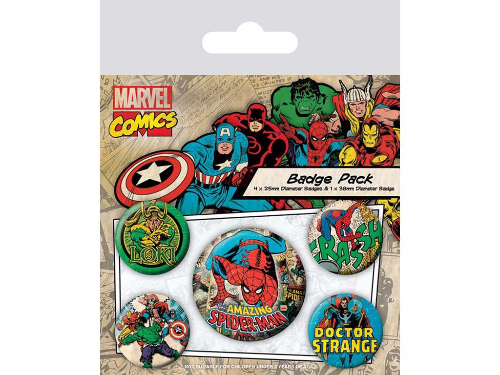 Marvel Retro Spider-Man 5-pak badges