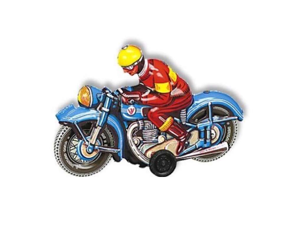 Wilesco blå motorcykel 16 cm