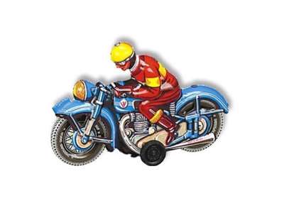 Wilesco blå motorcykel 16 cm