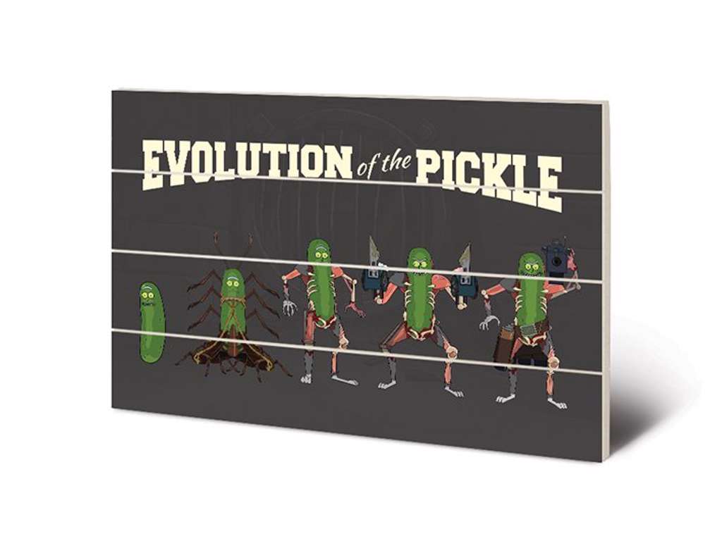Rick And Morty "Evolution Of The Pickle" træ plade "plakat" 40x60cm