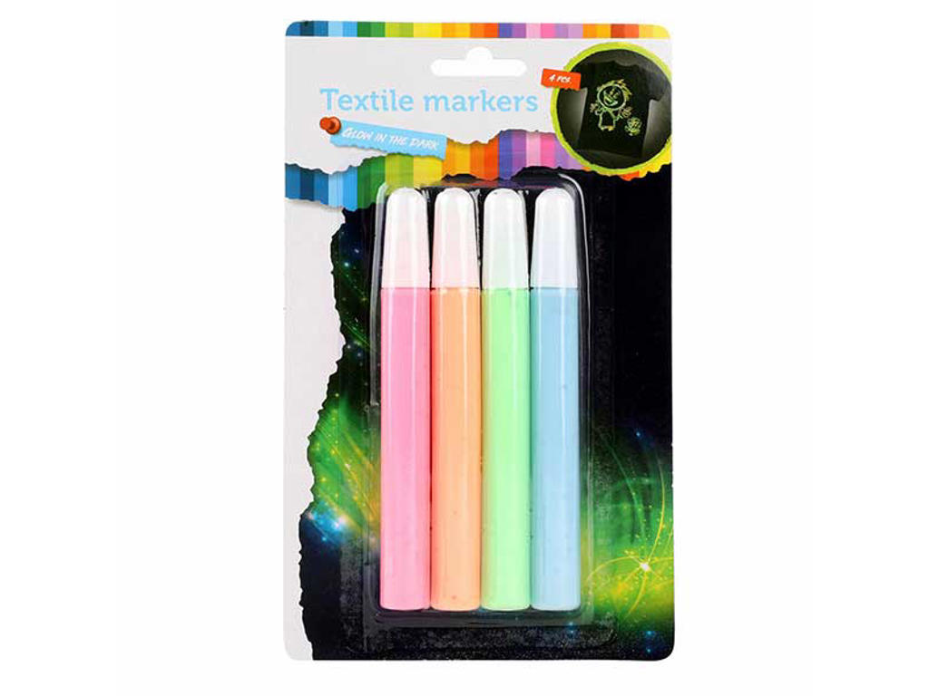 Tekstil tusser “Glow in the Dark” – 4 stk