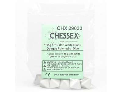 Blank Opaque Dice - 10 Blanke otte-sidede terninger
