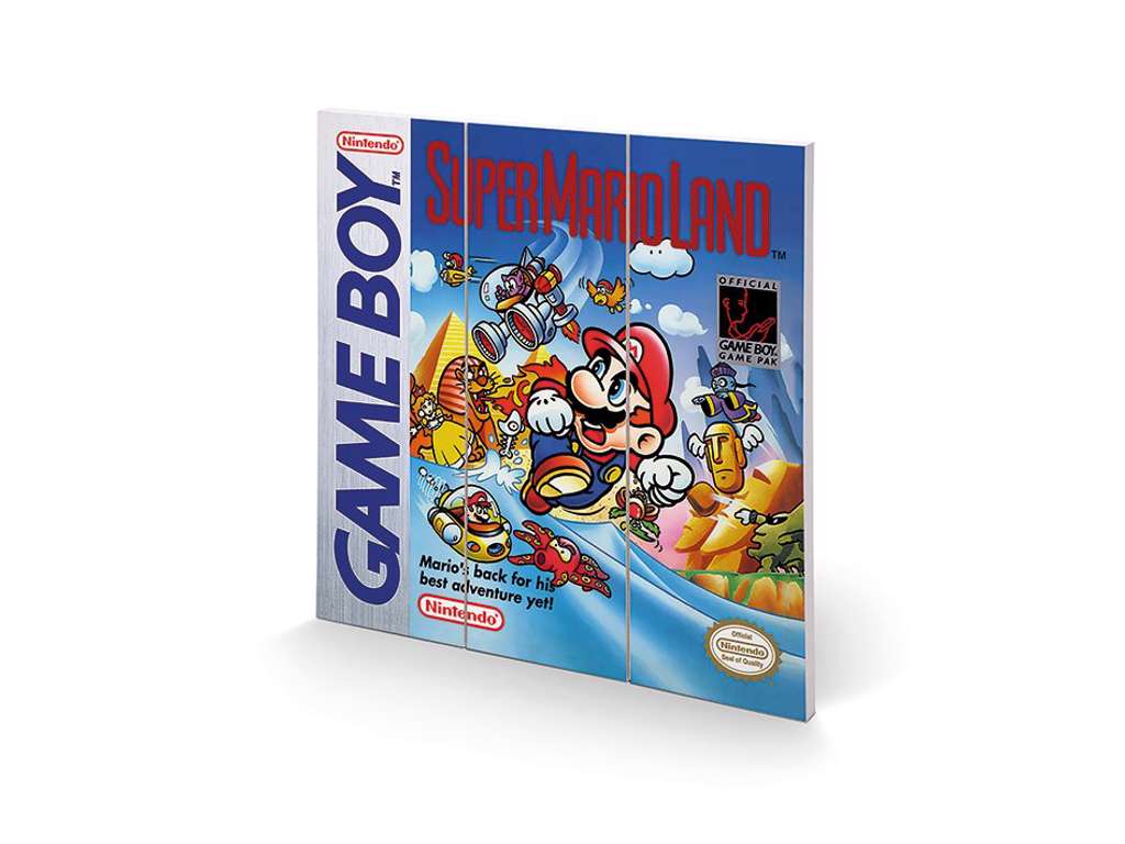 Gameboy "Super Mario Land" træ plade "plakat" 30x30cm