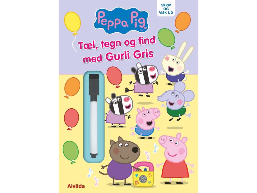 Skriv og visk ud - Tæl, tegn og find med Gurli Gris