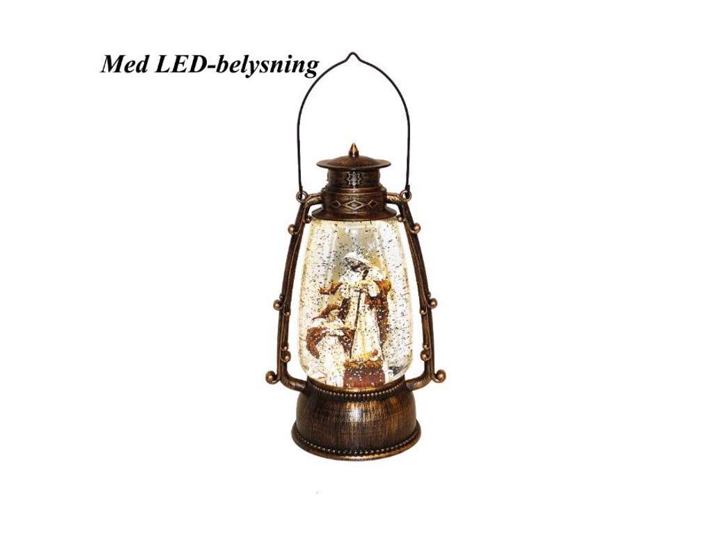 Lyslygte med rystesne på 24.5 cm - Jomfru Maria, Josef og baby Jesus