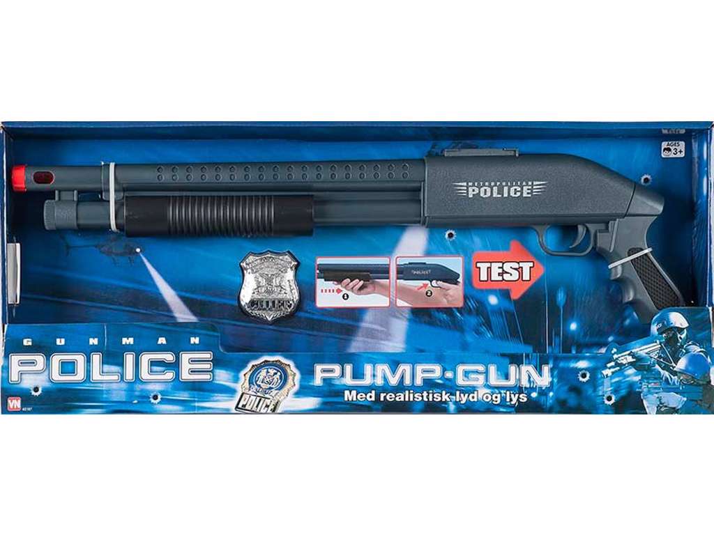 Politi pumpgun med lys, lyd og pullback fra Gonher