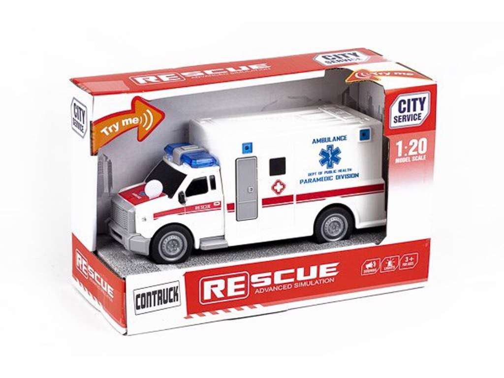 Ambulance med lys og lyd 1:20