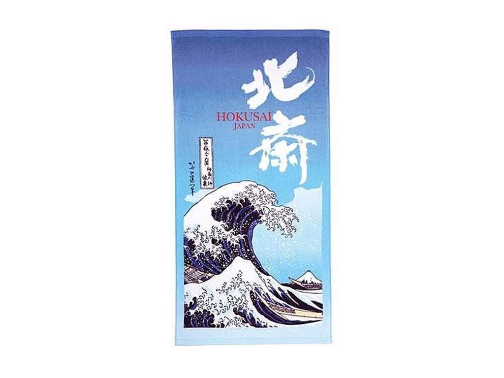 Ukiyo-e håndklæde med The Great Wave of Kanagawa på 70 x 140 cm