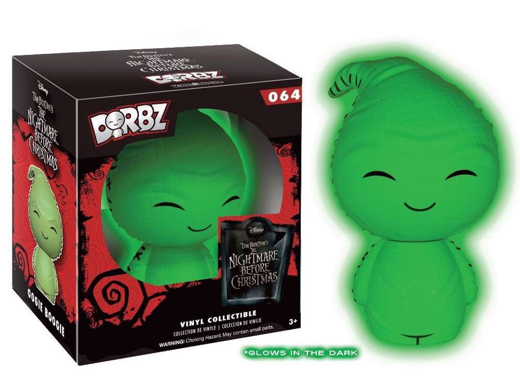 Nightmare Before Christmas Dorbz vinyl figur af Oogie Boogie Glow in the Dark på 8 cm