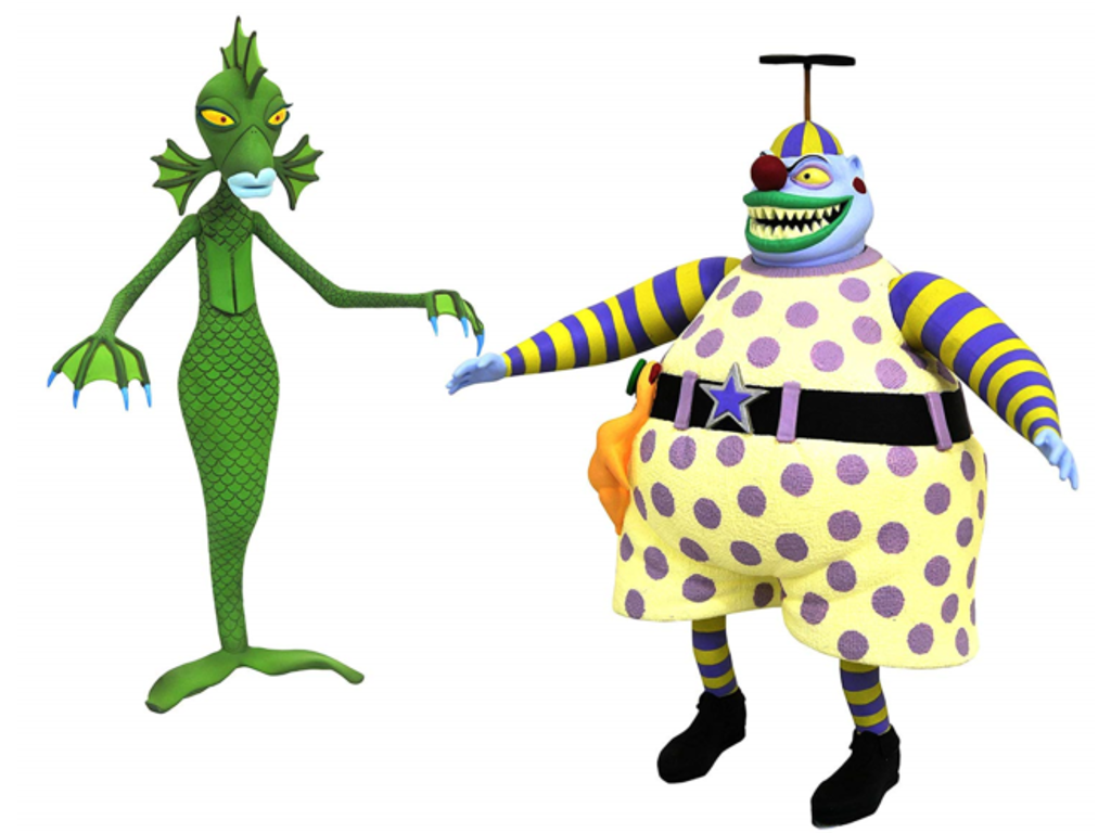 Nightmare before Christmas Select action figurer af Clown og Undersea Gal på 16 cm
