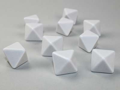 Blank Opaque Dice - 10 Blanke otte-sidede terninger