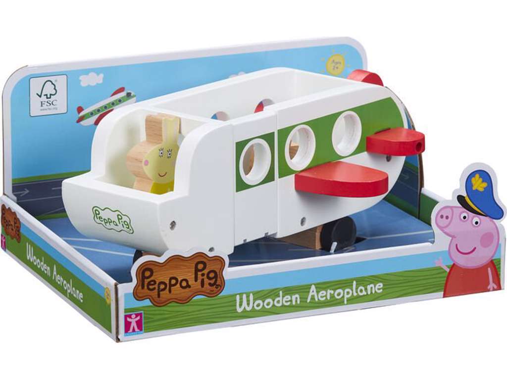 Gurli Gris flyvemaskine i træ med figur