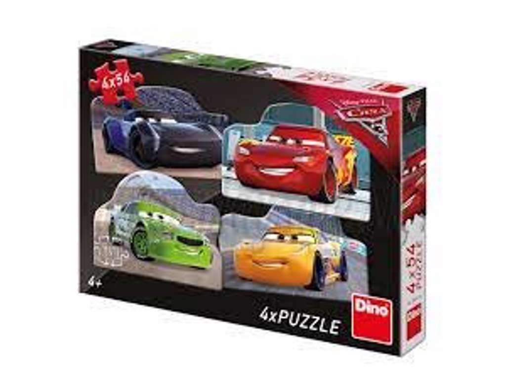 Cars puslespil med 4 x 54 brikker