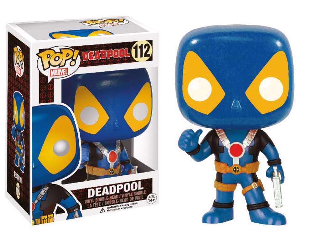 Marvel Comics POP! vinyl Bobble-Head Deadpool Thumbs Up X-Men Costume på 9 cm