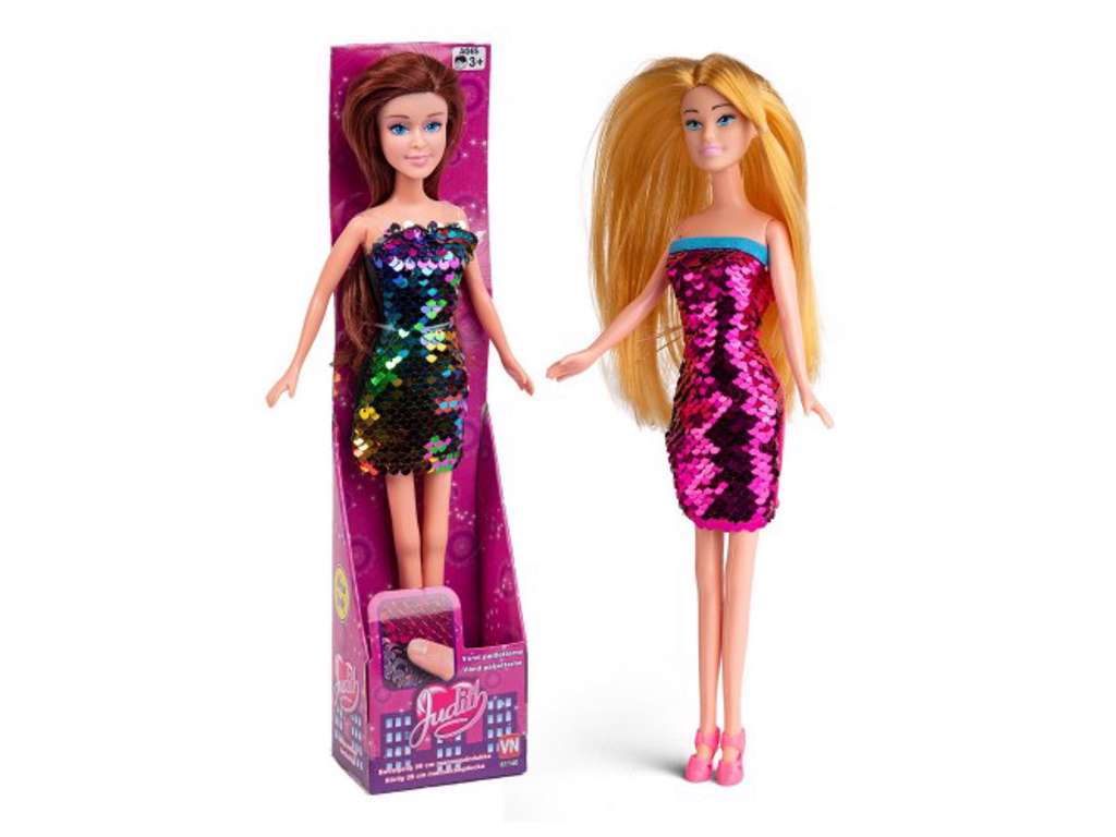 Judith fashiondukke - Med vendbar pailletkjole