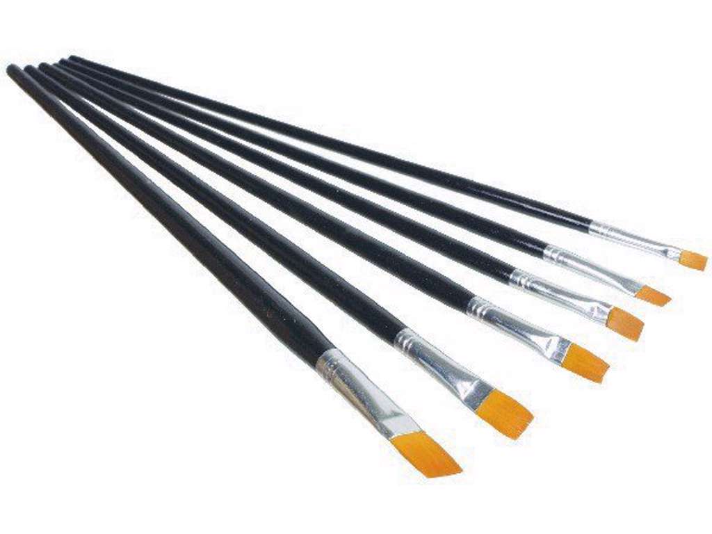 Kunstnerpenselsæt syntetisk flad 6 stk