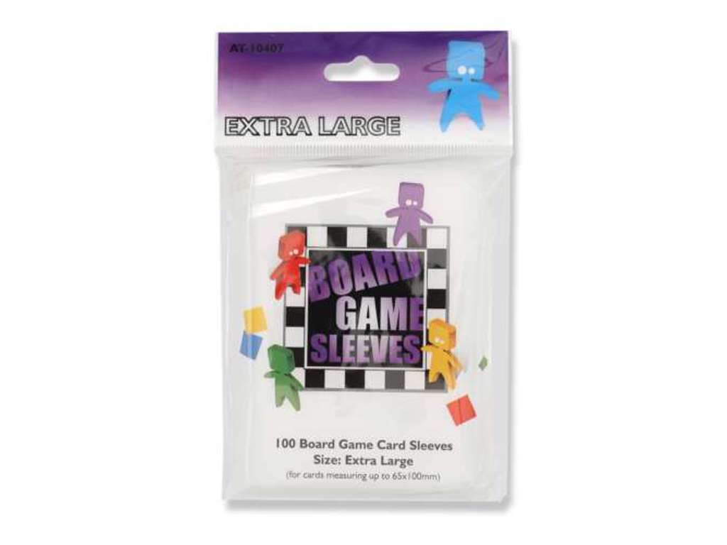 Boardgame Sleeves Clear Extra Large 65x100mm - Lommer til brætspilskort