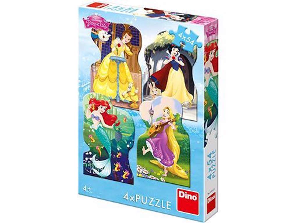 Disney prinsser puslespil på 4 x 54 brikker