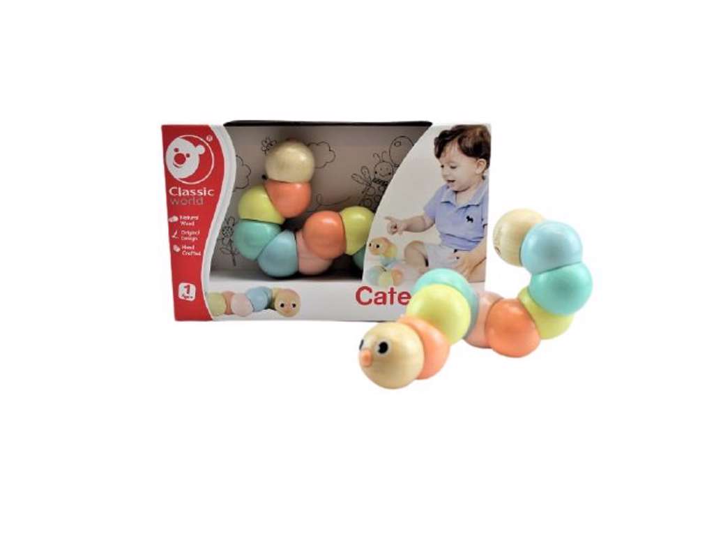 Kålorm med bevægelig krop på 24 cm i træ fra Classic World