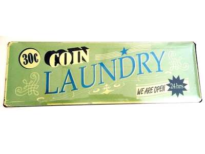 Coin Laundry metal skilt på 15 x 45 cm