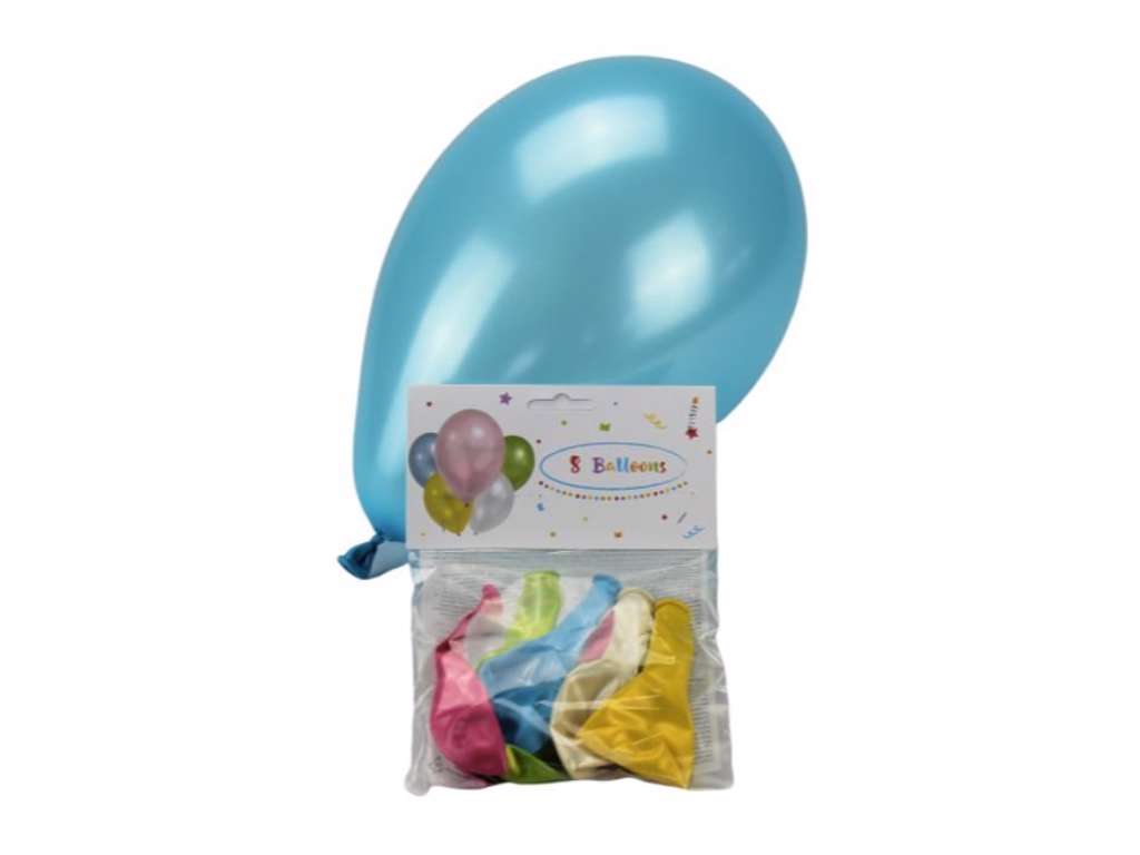 Metalfarvede balloner 8 stk i forskellige farver