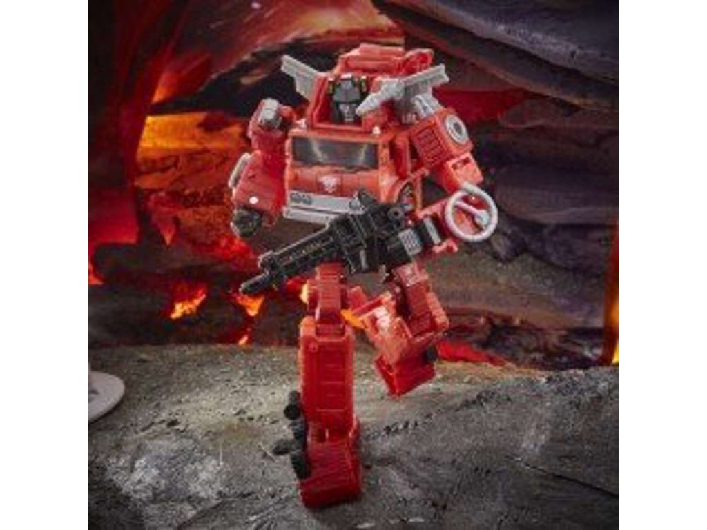 Inferno action figur fra Transformers Kingdom War For Cybertron på 18 cm